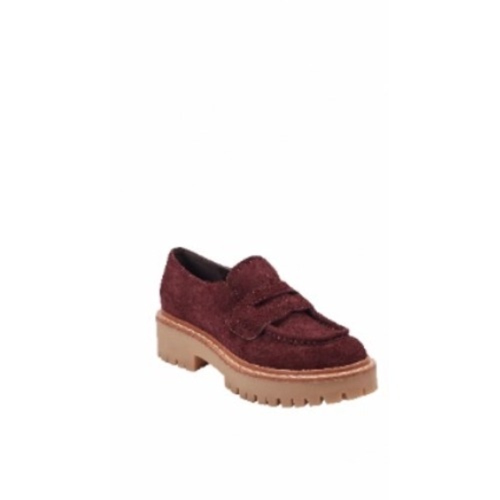 Marc Fisher LTD Norton Lug Sole NEW Loafer Burgundy Suede Preppy Women 9.5